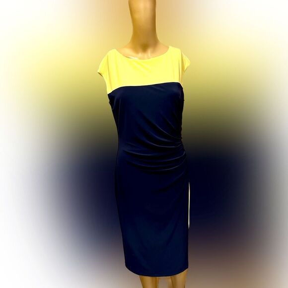 Lauren Ralph Lauren Dresses & Skirts - Lauren Ralph Lauren light yellow navy blue Dress SZ 6